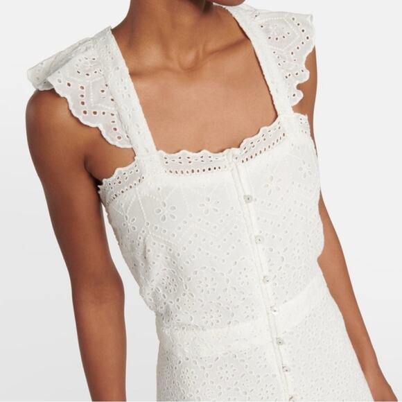 Veronica Beard Aislin Eyelet Cotton Tiered Maxi Dress Size 4 In White - Picture 3 of 10